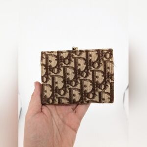 Vintage Christian Dior Trotter Bifold Wallet Brown Canvas Monogram 4.5 x 3.5 in